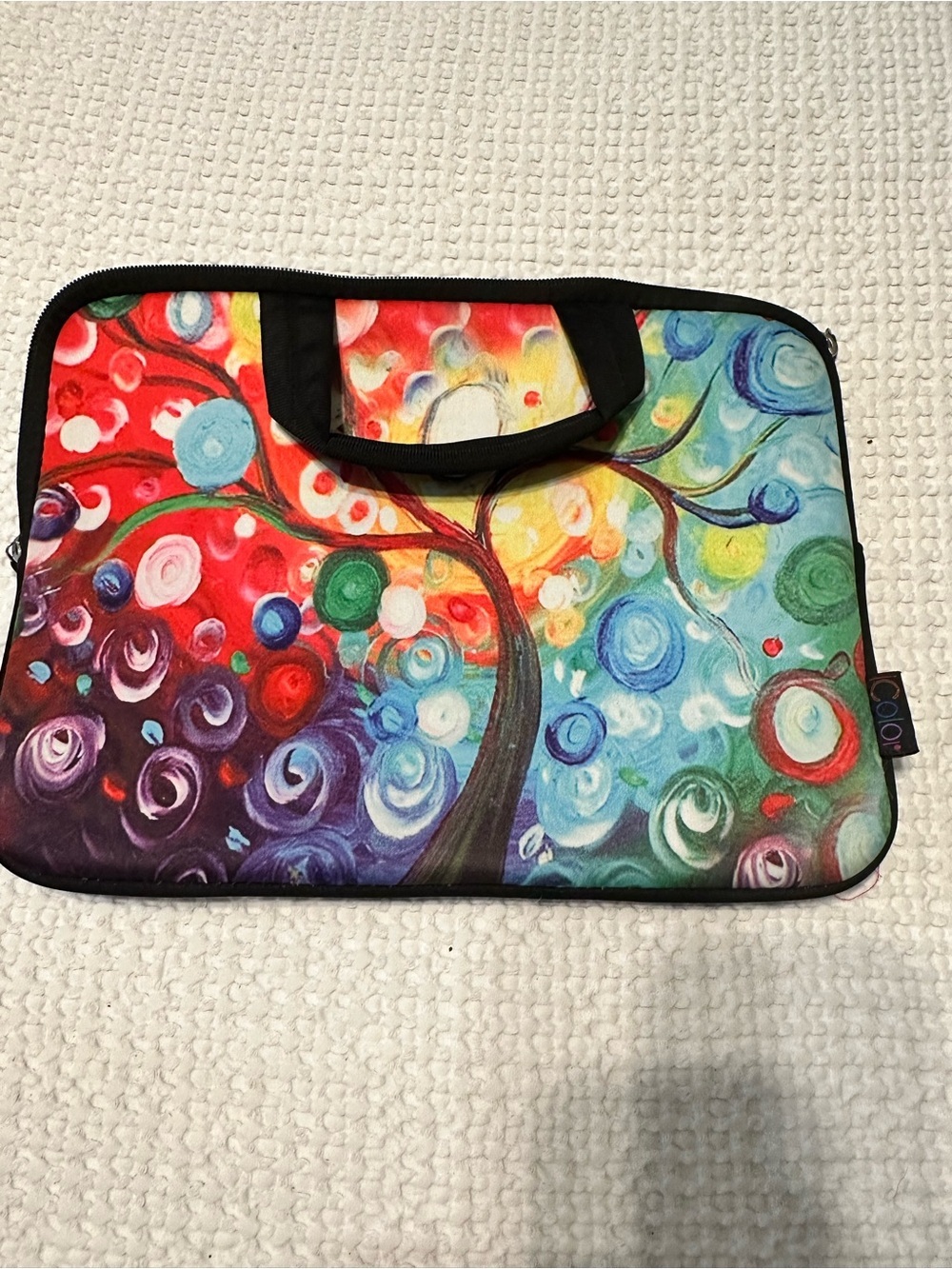 1Xor Colorful Swirl Tree Laptop Sleeve in Neoprene with Zipper & carrying Handle